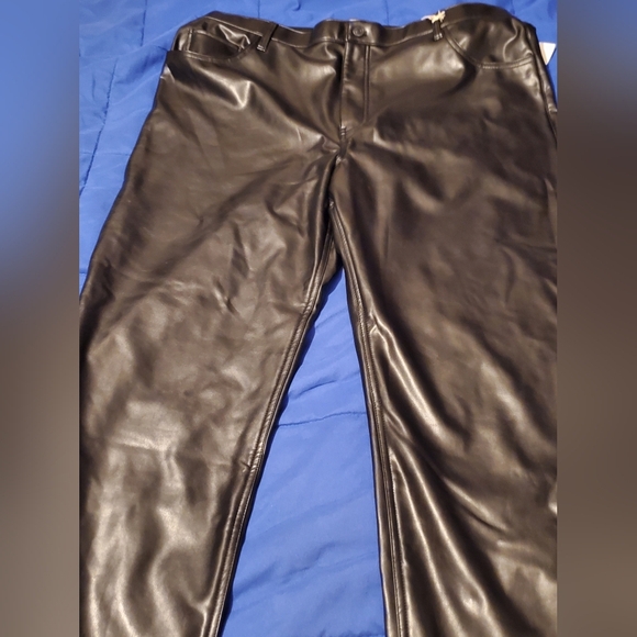 Abercrombie & Fitch Pants Sz 35R Faux Leather 90s Straight Ultra High Rise 14/16 - Picture 2 of 15